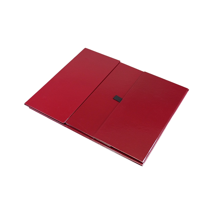 Stock Red Folding Magnetic Mailling Box with Ribbon Closure for Garment or Gifts Packaging