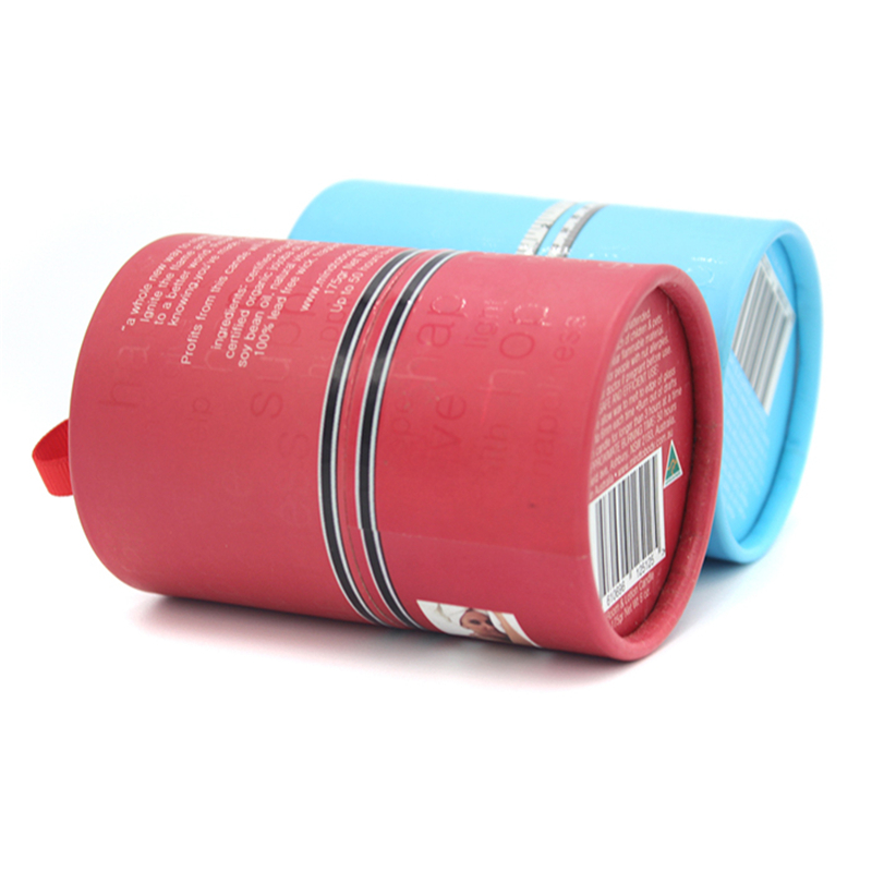 Printed Biodegradable Cardboard Cylinders Candle Packaging Kraft Paper Tube With Lids