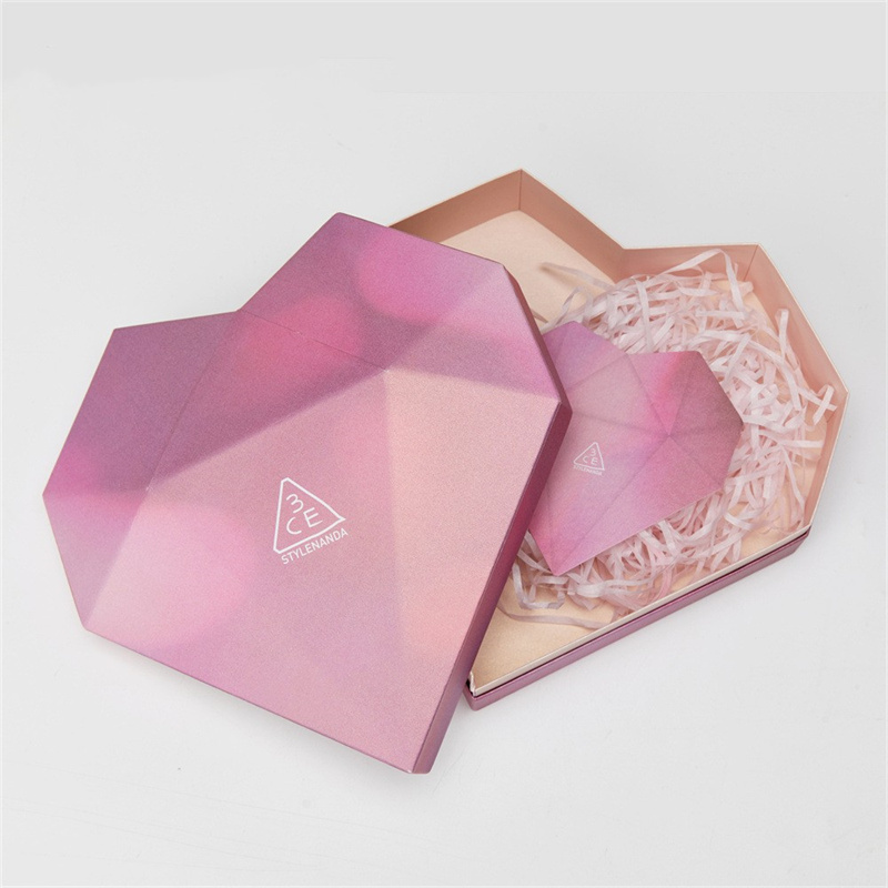 New Customized Large Heart Shaped Recycle Eco-Friendly Printed Paper Box for Cosmetic