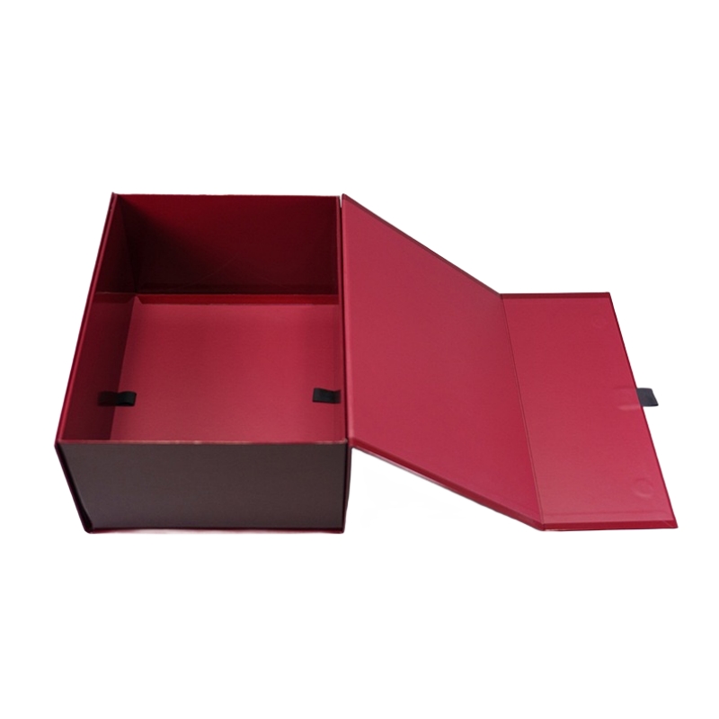 Stock Red Folding Magnetic Mailling Box with Ribbon Closure for Garment or Gifts Packaging