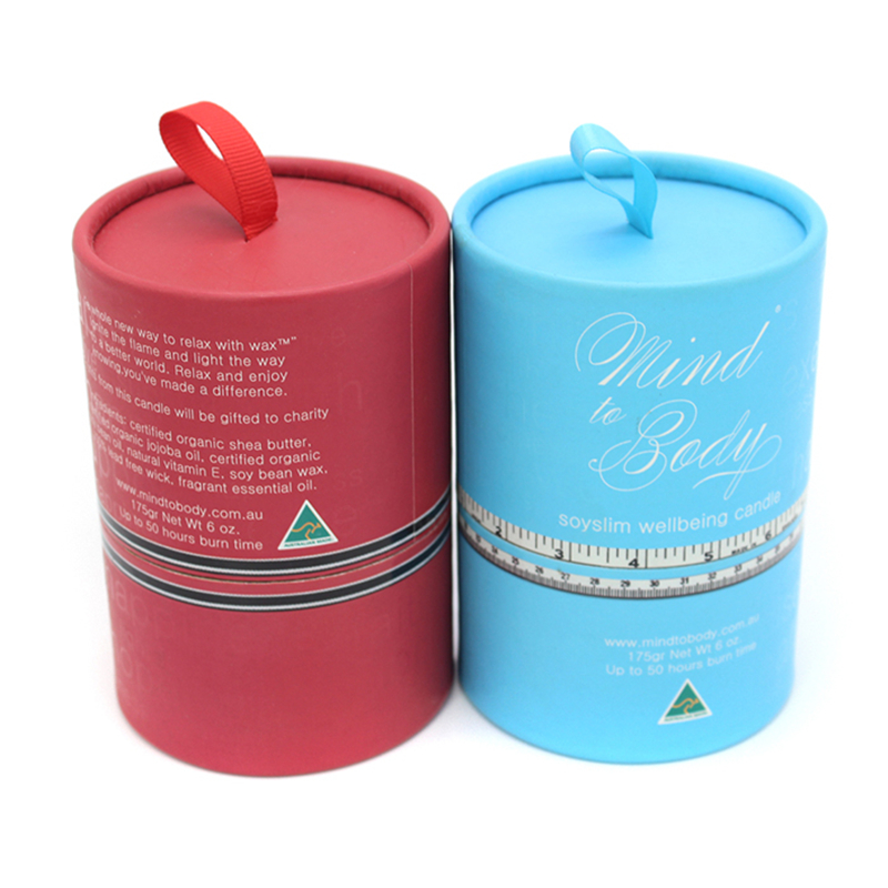 Printed Biodegradable Cardboard Cylinders Candle Packaging Kraft Paper Tube With Lids