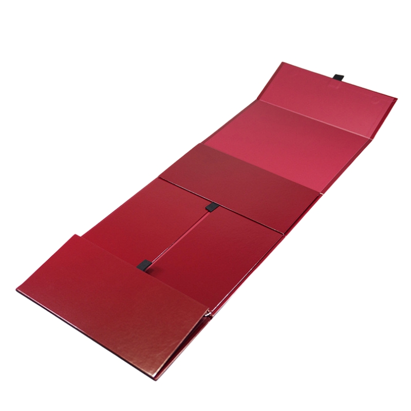 Stock Red Folding Magnetic Mailling Box with Ribbon Closure for Garment or Gifts Packaging